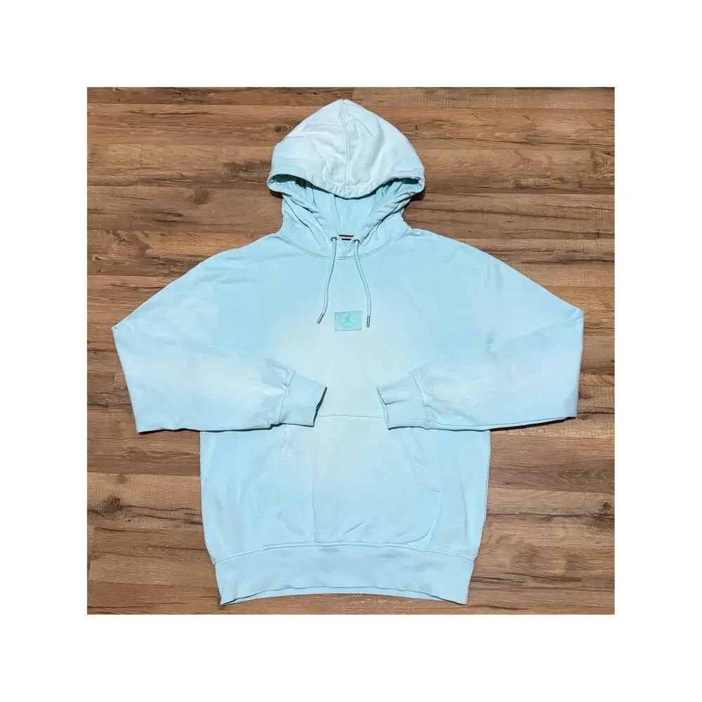 Air Jordan Flight Fleece Washed Blue Hoodie Sweatshirt FV7249-368 Size Small